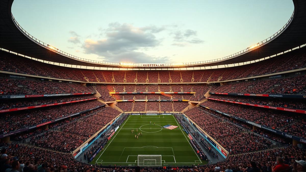 Volle tribunes rond het middenveld bij de aftrap — Valencia CF tegen Real Betis